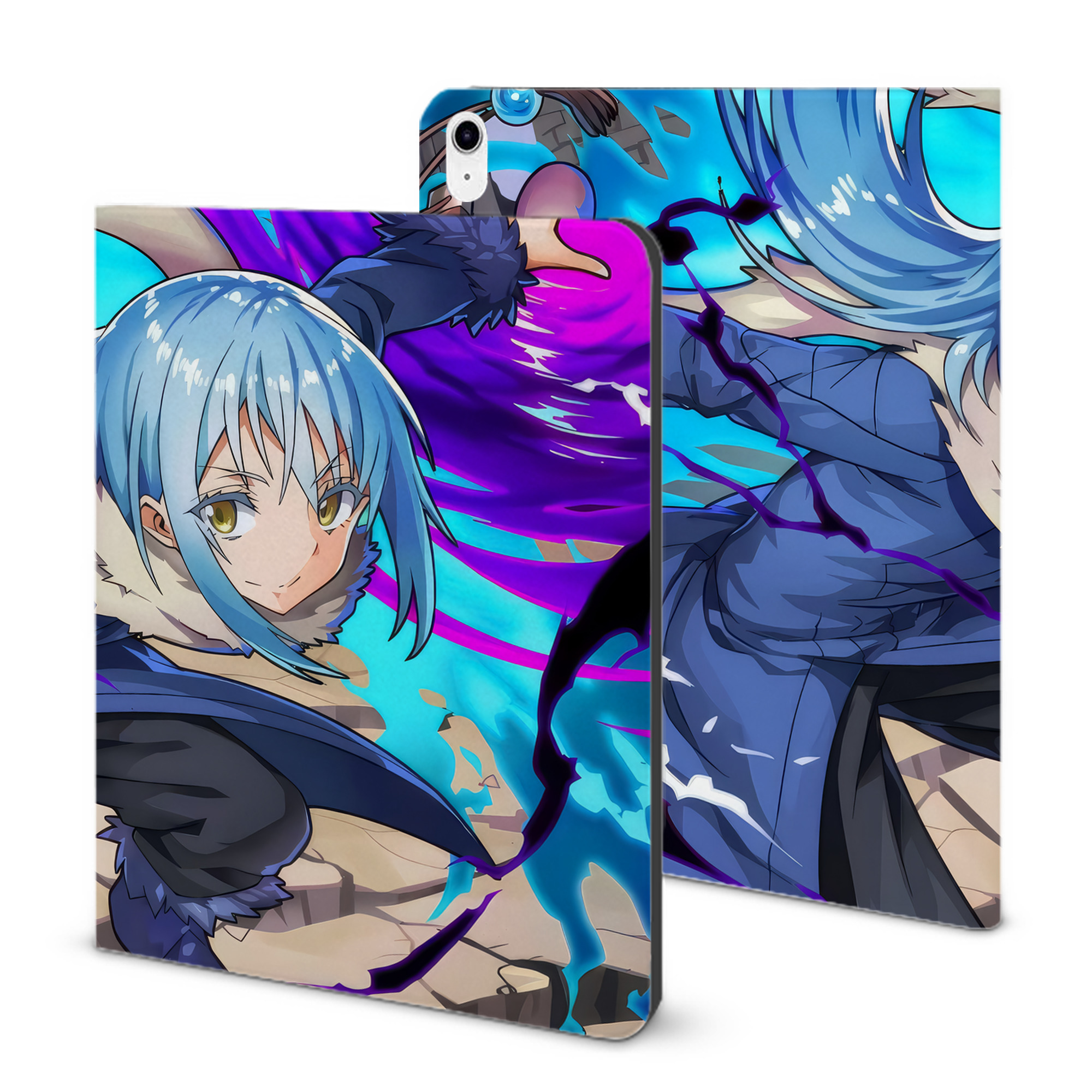 （画像用） 転スラ Regarding Reincarnated to Slime IPad ケース ブック型 PUレザー TPU 耐衝撃 軽量 薄型 ペン収納なし 全面保護 IPad 各モデル対応